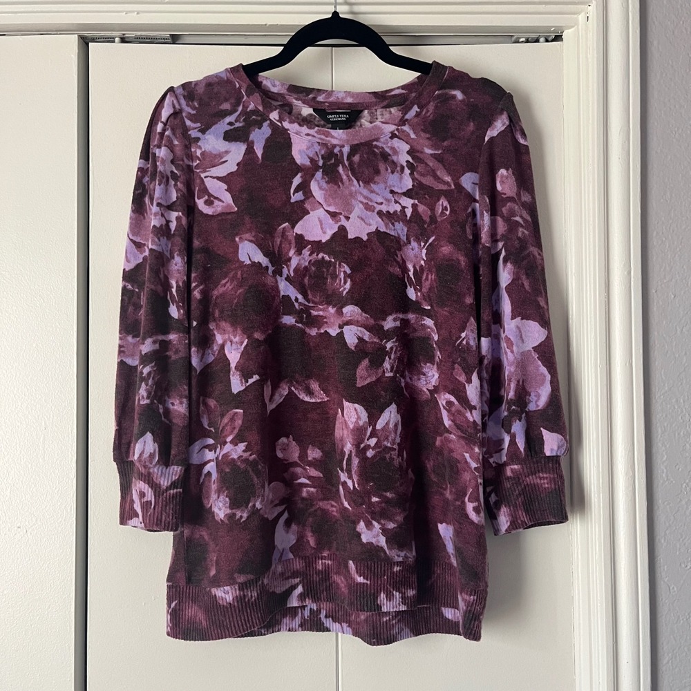 Simply Vera Vera Wang‎ Floral Tunic Top Long Sleeve Womens Size L